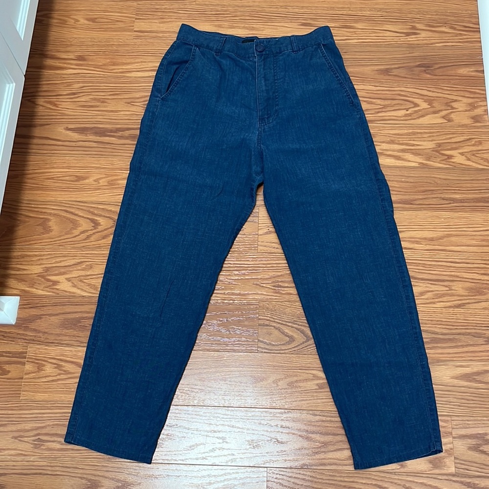 COS Navy Blue Trouser, Capri Cropped Ankle Pant, Slim Fit, High Waist, Women's 4